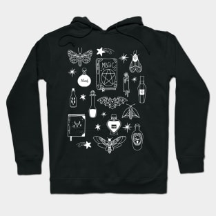 Black Magic Witchy Halloween Doodles - Potions and Things Dark Hoodie